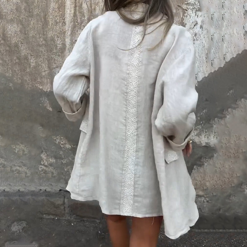 ⏳Begrenzte Zeit 50% Rabatt💥Damenblazer aus Baumwolle und Leinen mit offener Front