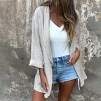 ⏳Begrenzte Zeit 50% Rabatt💥Damenblazer aus Baumwolle und Leinen mit offener Front