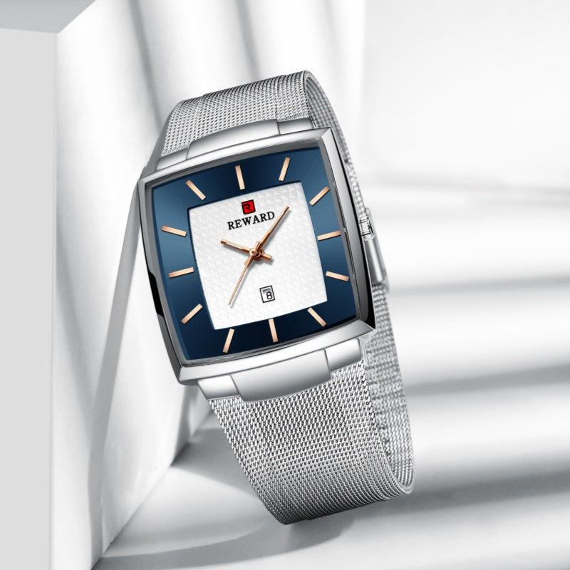 ✨LAST DAY SALE 50% RABATT✨ Ultradünne Herrenuhr mit quadratischem Maschengürtel und Quarz