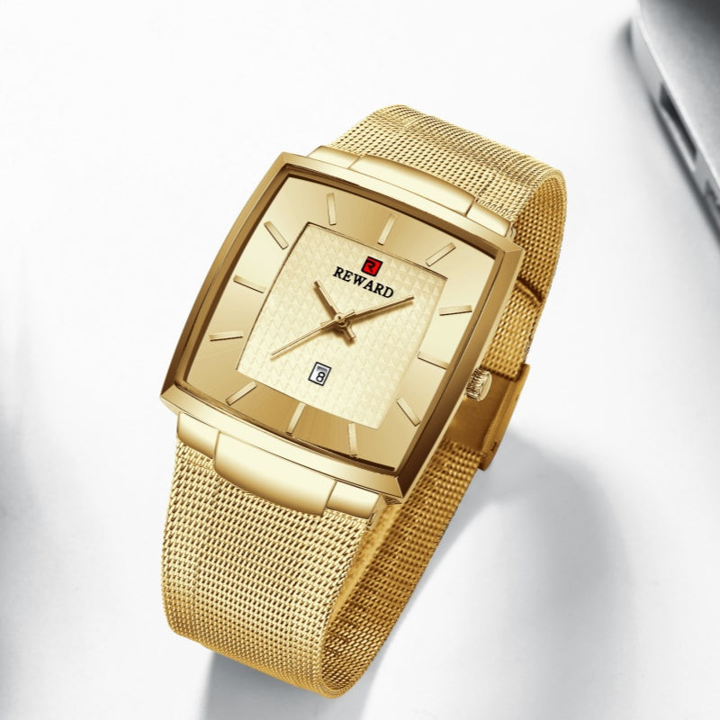 ✨LAST DAY SALE 50% RABATT✨ Ultradünne Herrenuhr mit quadratischem Maschengürtel und Quarz