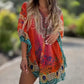 Asymmetrisches Damenkleid mit V-Ausschnitt und lockerem Schnitt