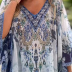 Asymmetrisches Damenkleid mit V-Ausschnitt und lockerem Schnitt