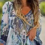 Asymmetrisches Damenkleid mit V-Ausschnitt und lockerem Schnitt