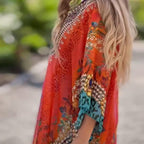 Asymmetrisches Damenkleid mit V-Ausschnitt und lockerem Schnitt