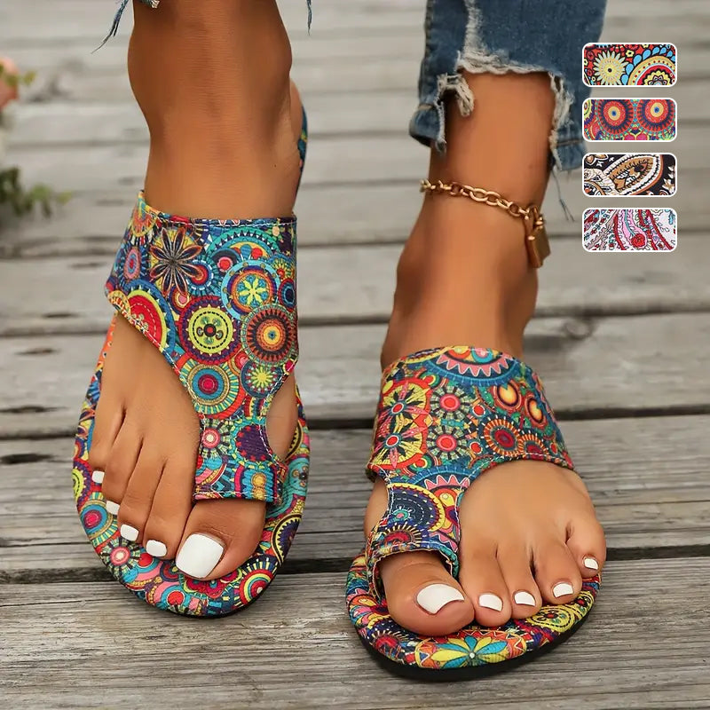 ⏳Begrenzte Zeit 50% Rabatt💥Leichte orthopädische flache Sandalen für Damen🩴🎨Vintage und Moderne kombiniert