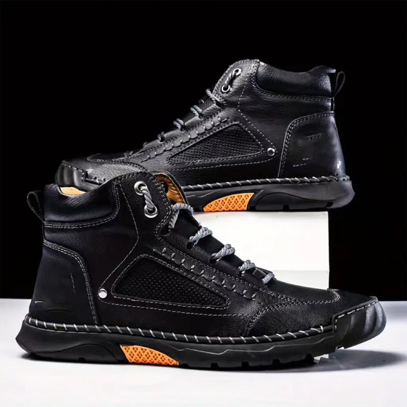 👞✨ Handgenähte Herrenstiefel mit flacher Sohle 👞🔥 Komfortabel & stilvoll für urbane Abenteuer im Alltag