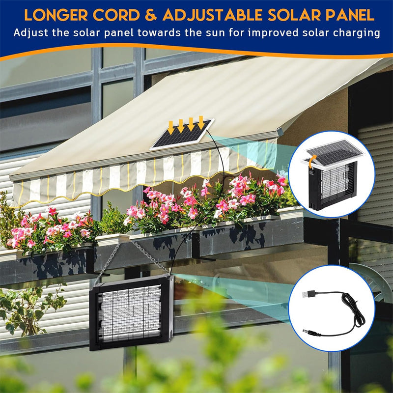 ⚡🦟 3500V Solar-Insektenvernichter – IP64 wetterfest für Innen & Außen, flächendeckend effektiv, USB-C + Solarladung 🔋🌿