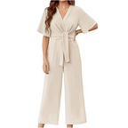 👗✨ Eleganter V-Ausschnitt Jumpsuit mit breiter Taille & Bindeband – perfekt für Hochzeit, Sommerparty & Büro 🎀💃 – figurschmeichelnd, vielseitig & bequem – jetzt shoppen!
