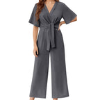 👗✨ Eleganter V-Ausschnitt Jumpsuit mit breiter Taille & Bindeband – perfekt für Hochzeit, Sommerparty & Büro 🎀💃 – figurschmeichelnd, vielseitig & bequem – jetzt shoppen!