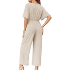 👗✨ Eleganter V-Ausschnitt Jumpsuit mit breiter Taille & Bindeband – perfekt für Hochzeit, Sommerparty & Büro 🎀💃 – figurschmeichelnd, vielseitig & bequem – jetzt shoppen!