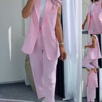 💖Stilvolles Set aus ärmellosem Blazer und hoch taillierter Hose für Damen