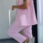 💖Stilvolles Set aus ärmellosem Blazer und hoch taillierter Hose für Damen