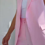 💖Stilvolles Set aus ärmellosem Blazer und hoch taillierter Hose für Damen