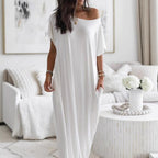 ☀️🌿 Langes Sommerkleid für Damen – luftig, locker & einfarbig: Perfekt für heiße Tage. Kurzärmelig & knöchellang für maximalen Tragekomfort ✨🌸 Jetzt entdecken!