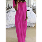 ☀️🌿 Langes Sommerkleid für Damen – luftig, locker & einfarbig: Perfekt für heiße Tage. Kurzärmelig & knöchellang für maximalen Tragekomfort ✨🌸 Jetzt entdecken!