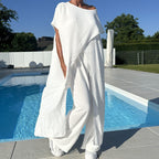 🌸Sommer-Sonderverkauf – 50 % Rabatt💖Einfarbiges Set aus schulterfreiem Oberteil und Hose