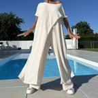 🌸Sommer-Sonderverkauf – 50 % Rabatt💖Einfarbiges Set aus schulterfreiem Oberteil und Hose