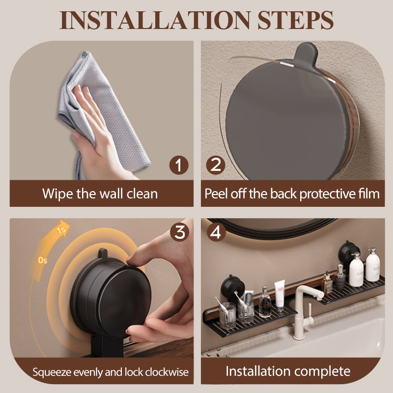 Walnuss-Saugnapf-Badezimmerregal