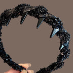 💖2025 Neues Design✨Schwarzer Haarreif mit Perlen für den Alltag