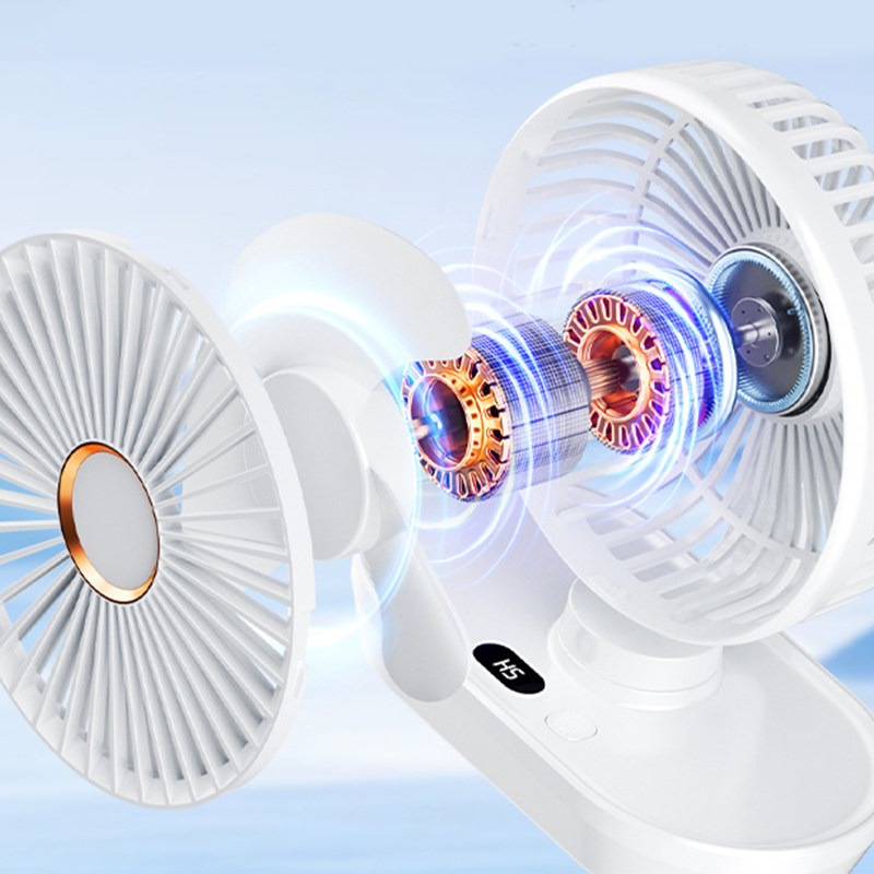 Tragbarer wiederaufladbarer Tischventilator mit oszillierender Funktion