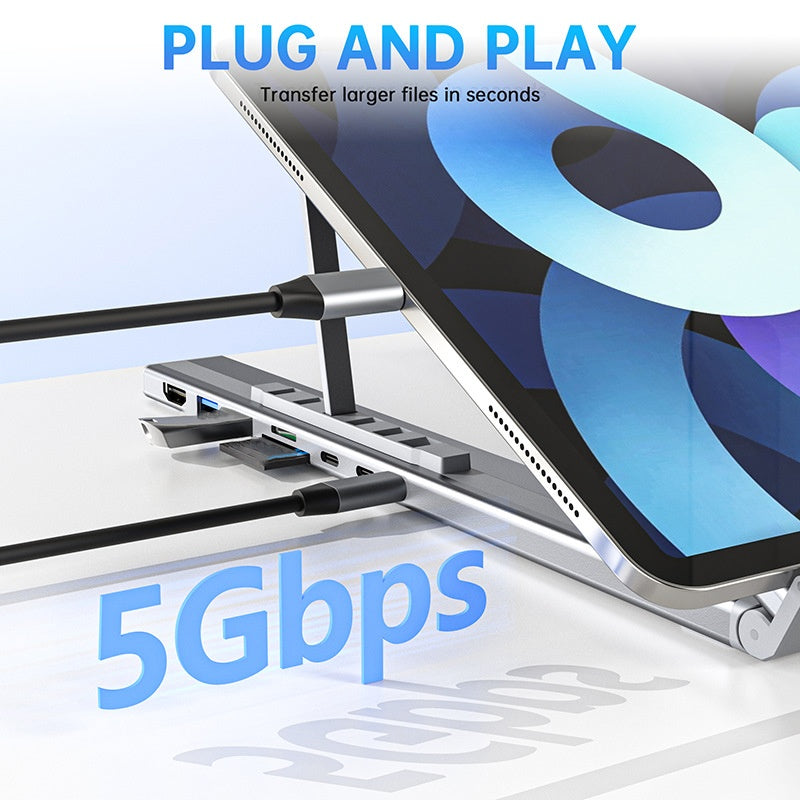 ⚡🚀 2-in-1 USB-C Dockingstation & Laptopständer – 8 Ports, 4K HDMI & höhenverstellbar 🔥💻 Für ergonomisches Arbeiten & maximales Homeoffice-Setup