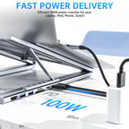 ⚡🚀 2-in-1 USB-C Dockingstation & Laptopständer – 8 Ports, 4K HDMI & höhenverstellbar 🔥💻 Für ergonomisches Arbeiten & maximales Homeoffice-Setup
