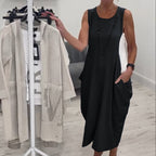 Schlichtes ärmelloses Kleid mit Taschen