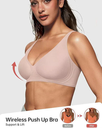🚀50% Rabatt🌸Nahtloser Push-up-BH mit tiefem V-Ausschnitt und ohne Bügel✨