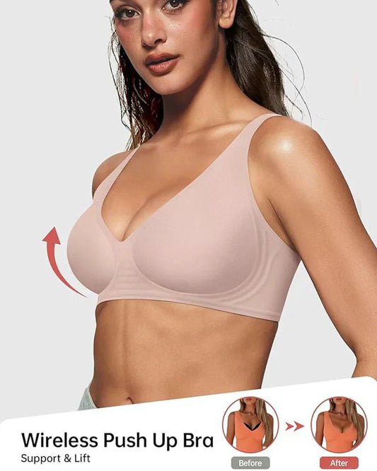 🚀50% Rabatt🌸Nahtloser Push-up-BH mit tiefem V-Ausschnitt und ohne Bügel✨