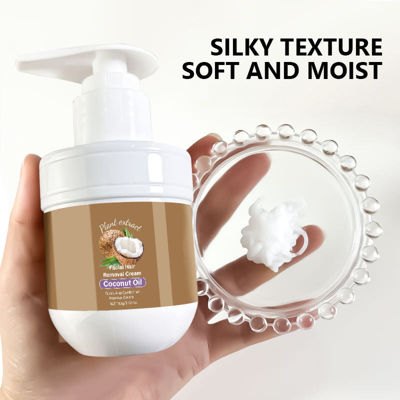 🥥🌿 Gesichts-Enthaarungscreme mit Kokosöl – Sanft & effektiv ✨🧴 Für eine seidig glatte Haut ohne Reizungen. Ideal für empfindliche Haut & schnelle, gezielte Haarentfernung zwischendurch. 50% Neujahrsrabatt – jetzt sichern!