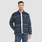 Herren Flanell Hemd Jacke lange Ärmel gesteppt gefüttert Plaid Mantel Button Down dicke Outwear für Winter