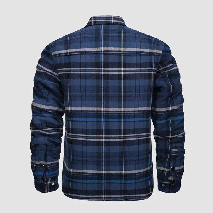 Herren Flanell Hemd Jacke lange Ärmel gesteppt gefüttert Plaid Mantel Button Down dicke Outwear für Winter