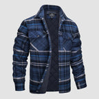 Herren Flanell Hemd Jacke lange Ärmel gesteppt gefüttert Plaid Mantel Button Down dicke Outwear für Winter