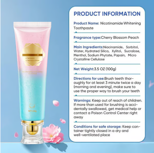 ✨🦷 Professionelle Aufhellung mit Niacinamid: Unsere Zahnpasta entfernt Verfärbungen effektiv 🦷✨für klinisch belegte, strahlende Ergebnisse in 14 Tagen.