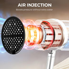 🚿Pommeau de douche à effet pluie haute pression réglable 💦 Inclinaison à 360°, surface facile à nettoyer, compatibilité avec les flexibles de douche standard 💧