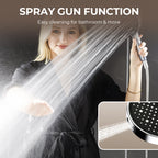 🚿Pommeau de douche à effet pluie haute pression réglable 💦 Inclinaison à 360°, surface facile à nettoyer, compatibilité avec les flexibles de douche standard 💧