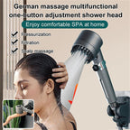 💧🚿 4-in-1-Massageduschkopf mit Filter & Hochdrucktaste – 3 Modi, wassersparend, einfache Montage ✨🔧 – Perfekte Enspannung für zu Hause