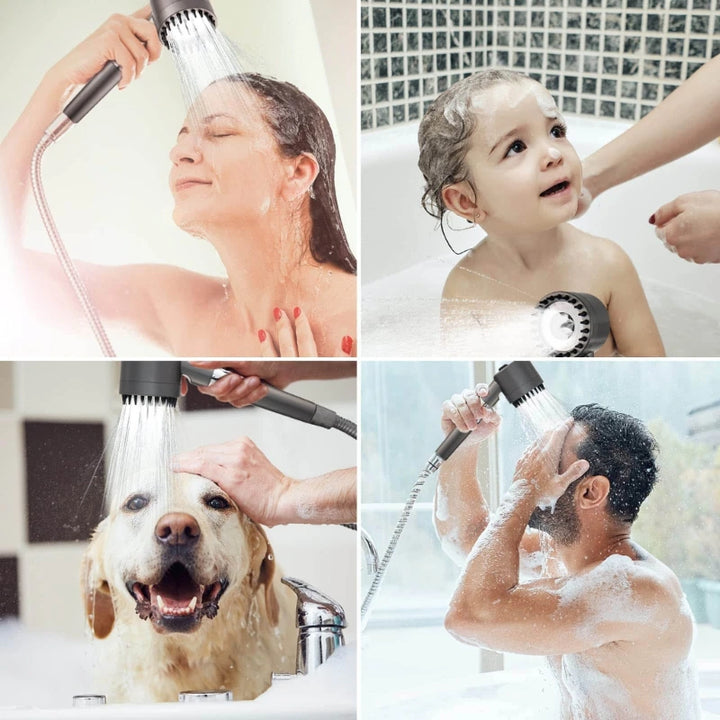 💧🚿 4-in-1-Massageduschkopf mit Filter & Hochdrucktaste – 3 Modi, wassersparend, einfache Montage ✨🔧 – Perfekte Enspannung für zu Hause