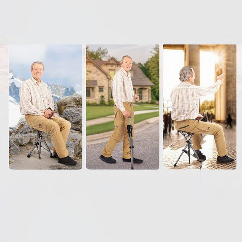 🔥💥 Bestseller: 2-in-1 Gehstock mit Klappstuhl 🪑✨ – Ideal für Ausflüge & Warteschlangen – stabil, leicht & sekundenschnell einsatzbereit!