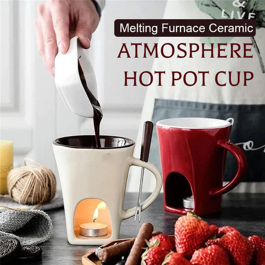 🧆🍫 Keramischer Schokoladenfondue-Becher – Genuss pur, langlebig & nachhaltig ✨ Ideal für gemütliche Abende 🍓 Praktisch & einfach zu reinigen.
