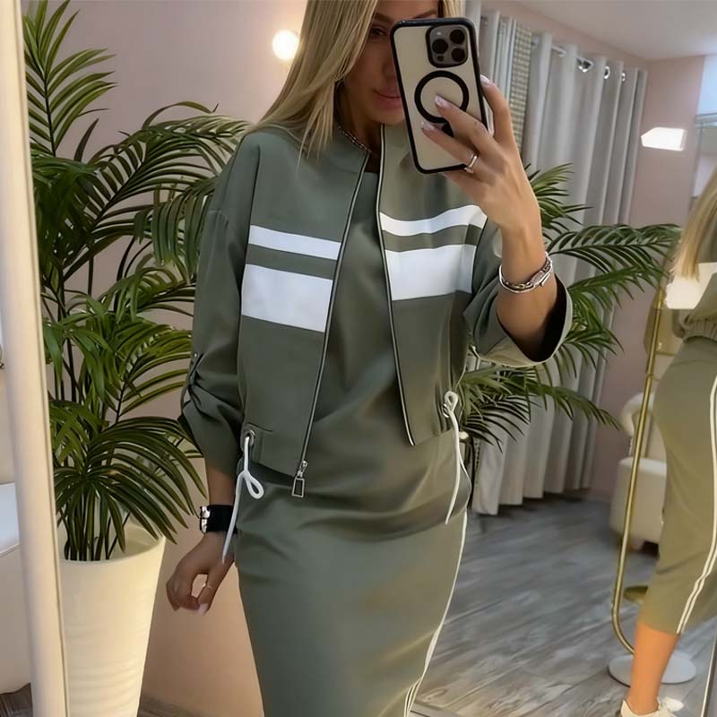 ❄️💖 Damen-Stehkragen-Jacke mit Kleid – edles 2-teiliges Set 🎀✨ Perfekt für Hochzeit, Büro & festliche Anlässe. Vielseitig kombinierbar, hochwertige Qualität.