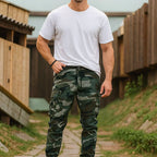 🌿🏕️ Herren Camouflagehose – Tarnmuster 🎯🔍 wasserabweisend & robust für Outdoor-Jagd, Angeln, taktische Einsätze mit vielen Taschen