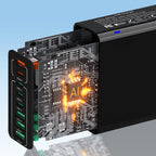 🔥⚡150W GaN 6-Port-Mehrfach-Schnellladegerät🔋🔌 – Laptop, Handy, Tablet gleichzeitig voll laden. Kabelsalat adé, perfekt für Reise & Büro.