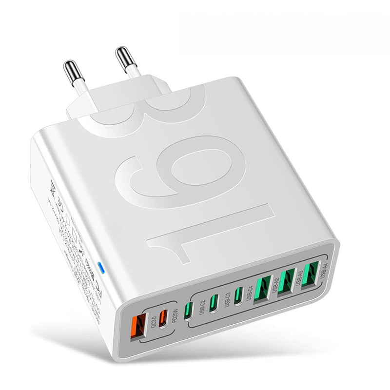 🔥⚡150W GaN 6-Port-Mehrfach-Schnellladegerät🔋🔌 – Laptop, Handy, Tablet gleichzeitig voll laden. Kabelsalat adé, perfekt für Reise & Büro.