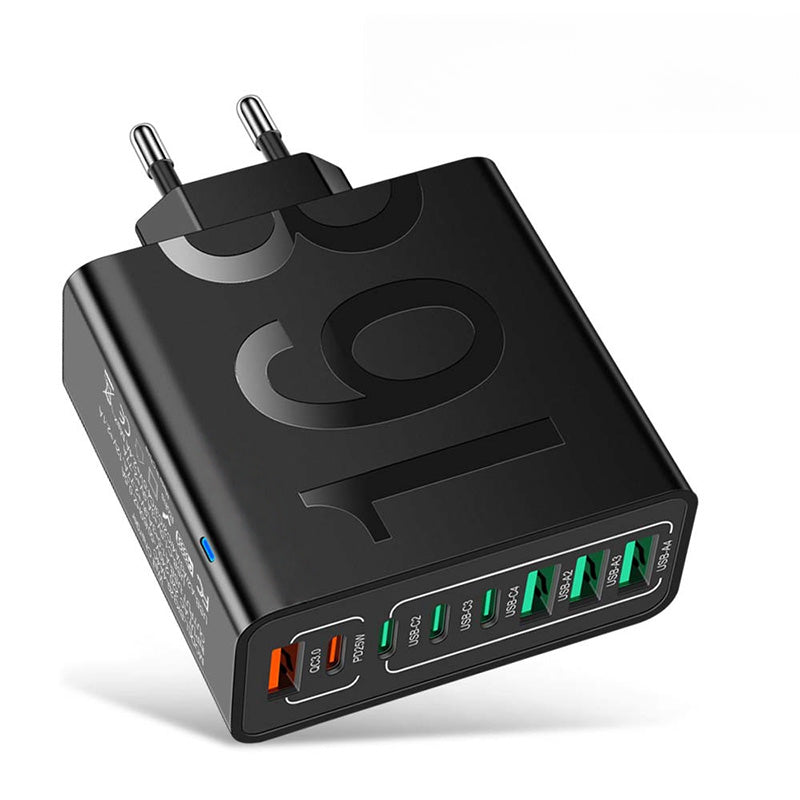 🔥⚡150W GaN 6-Port-Mehrfach-Schnellladegerät🔋🔌 – Laptop, Handy, Tablet gleichzeitig voll laden. Kabelsalat adé, perfekt für Reise & Büro.