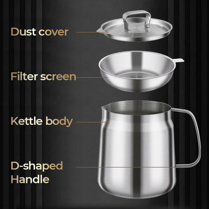 🌈🌈52 % Rabatt Höchste Qualität🥃🥃Multifunktionaler Ölfilterbehälter aus Edelstahl mit großem Fassungsvermögen