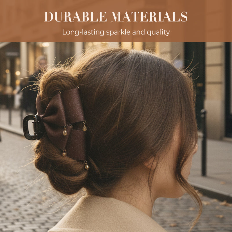 😊✨ Elegante Haarklammer mit Schleife & funkelnden Strassfransen ✨🌸 – Leicht, langlebig & vielseitig für jeden Anlass, sorgt für weiblichen Glanz & komfortablen Halt.
