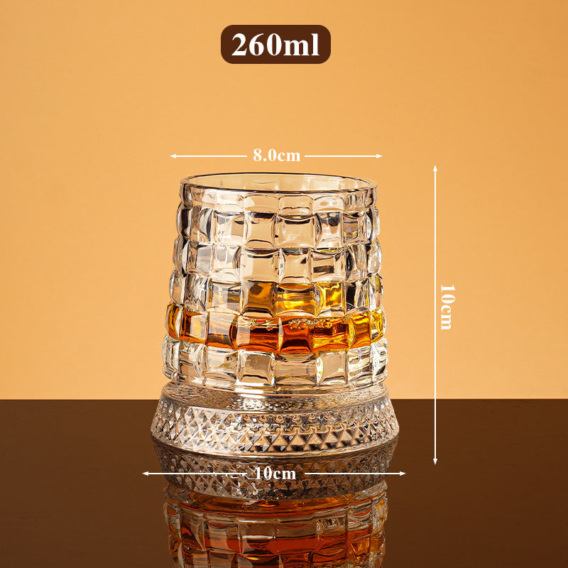 🌀🌟 360° rotierendes Whiskyglas: Entkoppelte Basis, exquisites Design & lebensmittelecht 🌟🌀