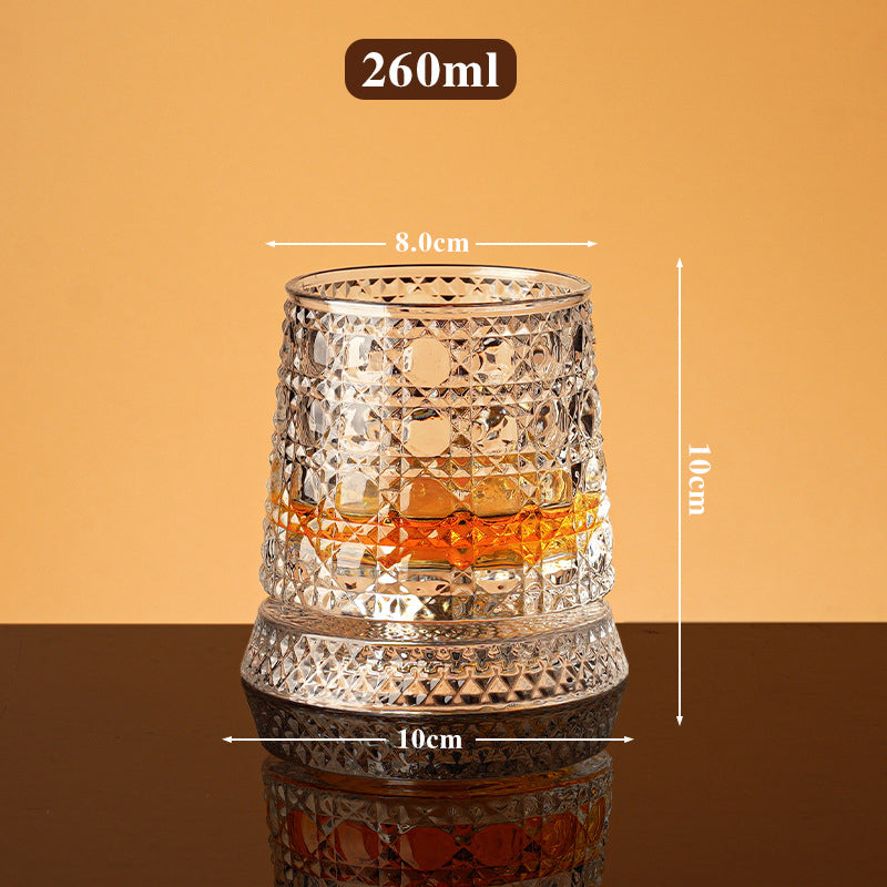 🌀🌟 360° rotierendes Whiskyglas: Entkoppelte Basis, exquisites Design & lebensmittelecht 🌟🌀