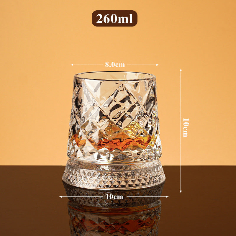 🌀🌟 360° rotierendes Whiskyglas: Entkoppelte Basis, exquisites Design & lebensmittelecht 🌟🌀